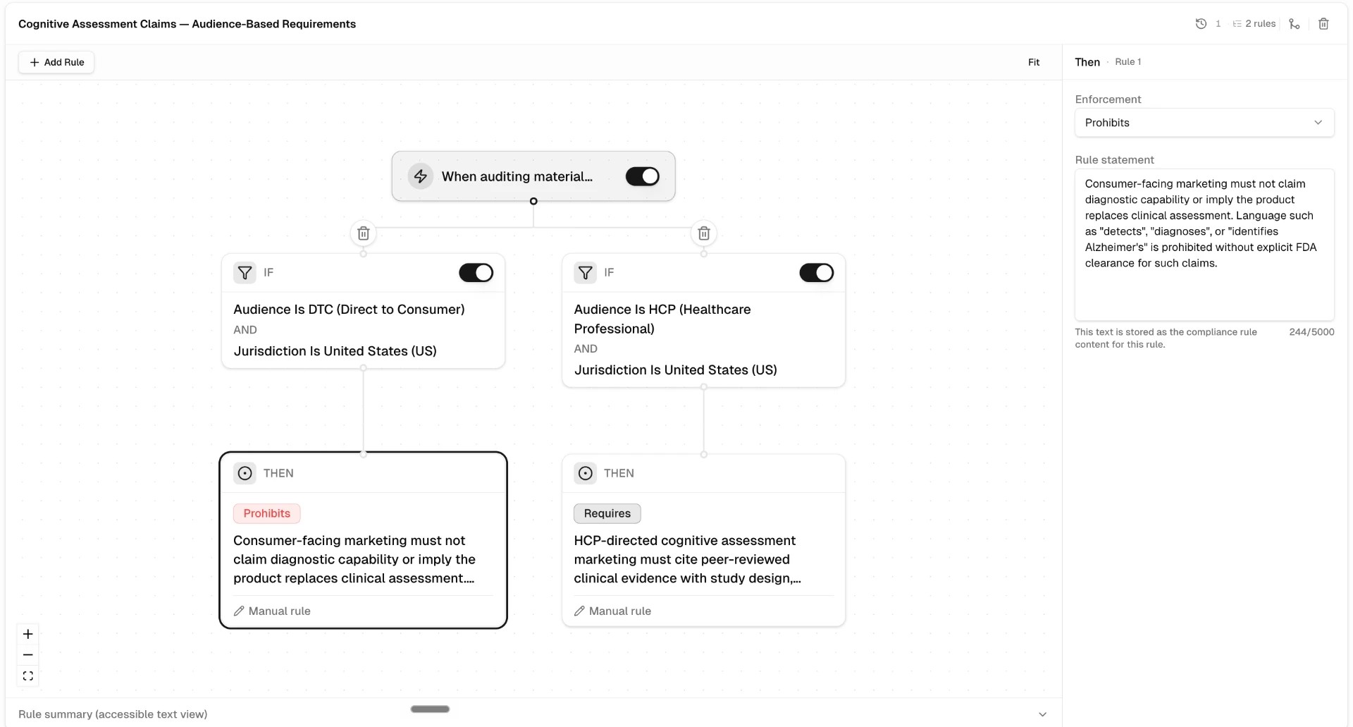 Elpida product screenshot 3: — enforceable IF/THEN rules, no code required.